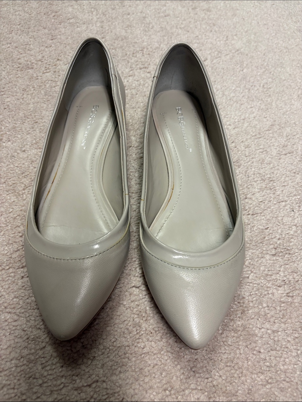 BCBGeneration Pointed Toe Flats in Light Cream